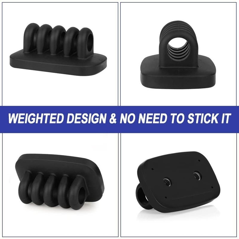 Monaco Cable Clip Holder Weighted Desktop Cord Management Fixture (Black) - Image 2
